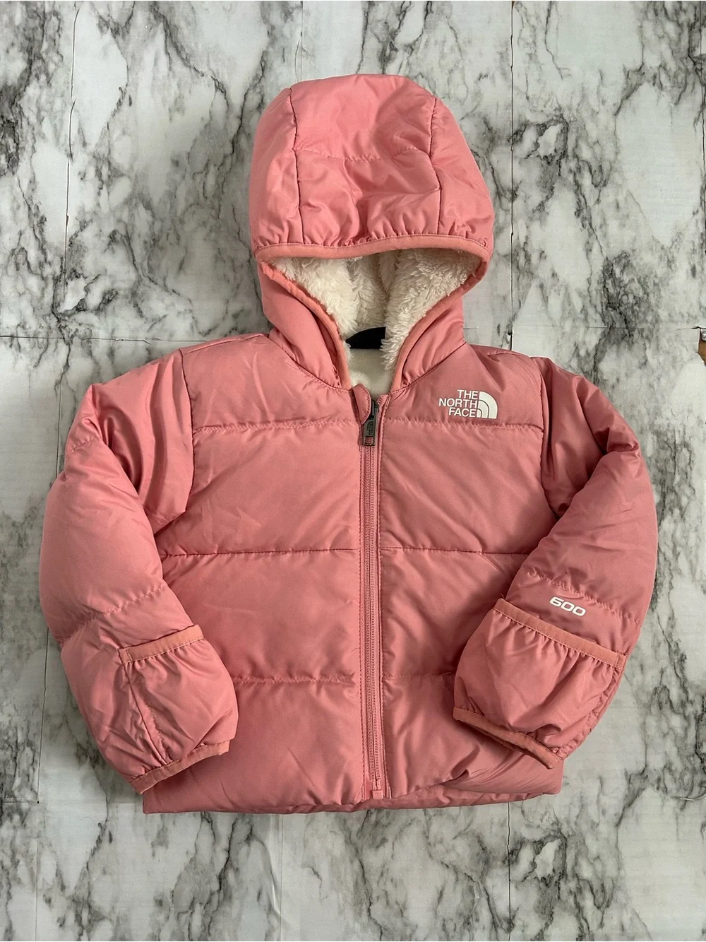 The North Face baby girls 6-12 months 600 fill recycled down hooded jacket